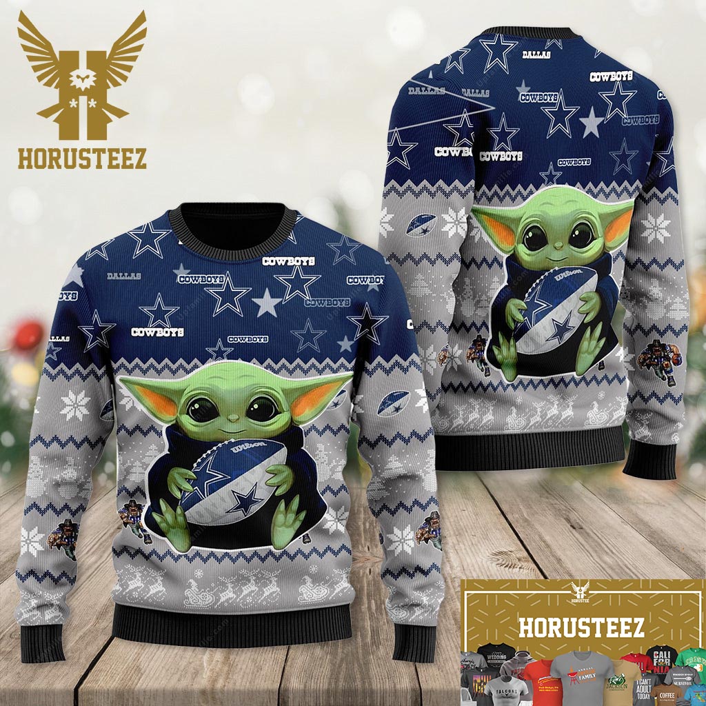 Dallas Cowboys Christmas Ugly Sweater x Baby Yoda Christmas Ugly Sweater