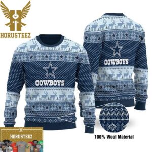 Dallas Cowboys Deer Pattern Gift For Fans Christmas Ugly Sweater