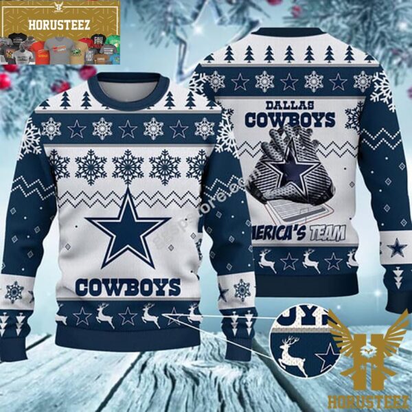 Dallas Cowboys Football Gloves America Team Christmas Ugly Sweater