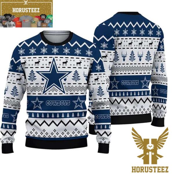 Dallas Cowboys Football Team Reindeer Christmas Ugly Sweater