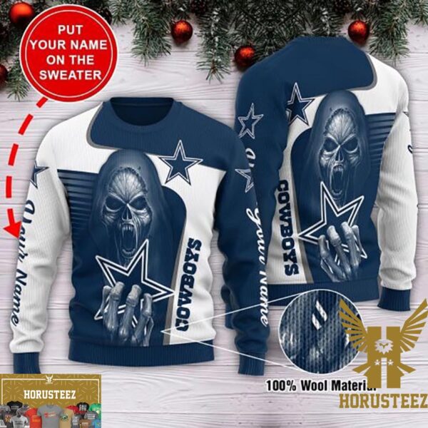 Dallas Cowboys Grim Reaper Dead Skull Christmas Ugly Sweater