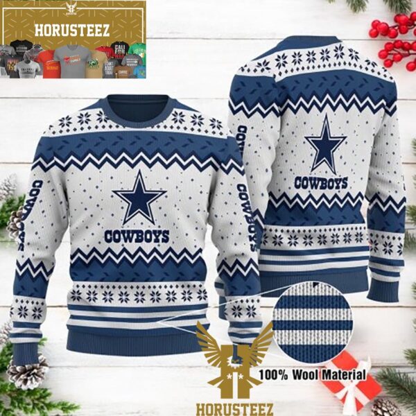Dallas Cowboys Logo Dot Pattern White Christmas Ugly Sweater