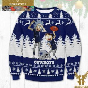 Dallas Cowboys Rick Morty Cartoon Football Gift Fanmade Christmas Ugly Sweater