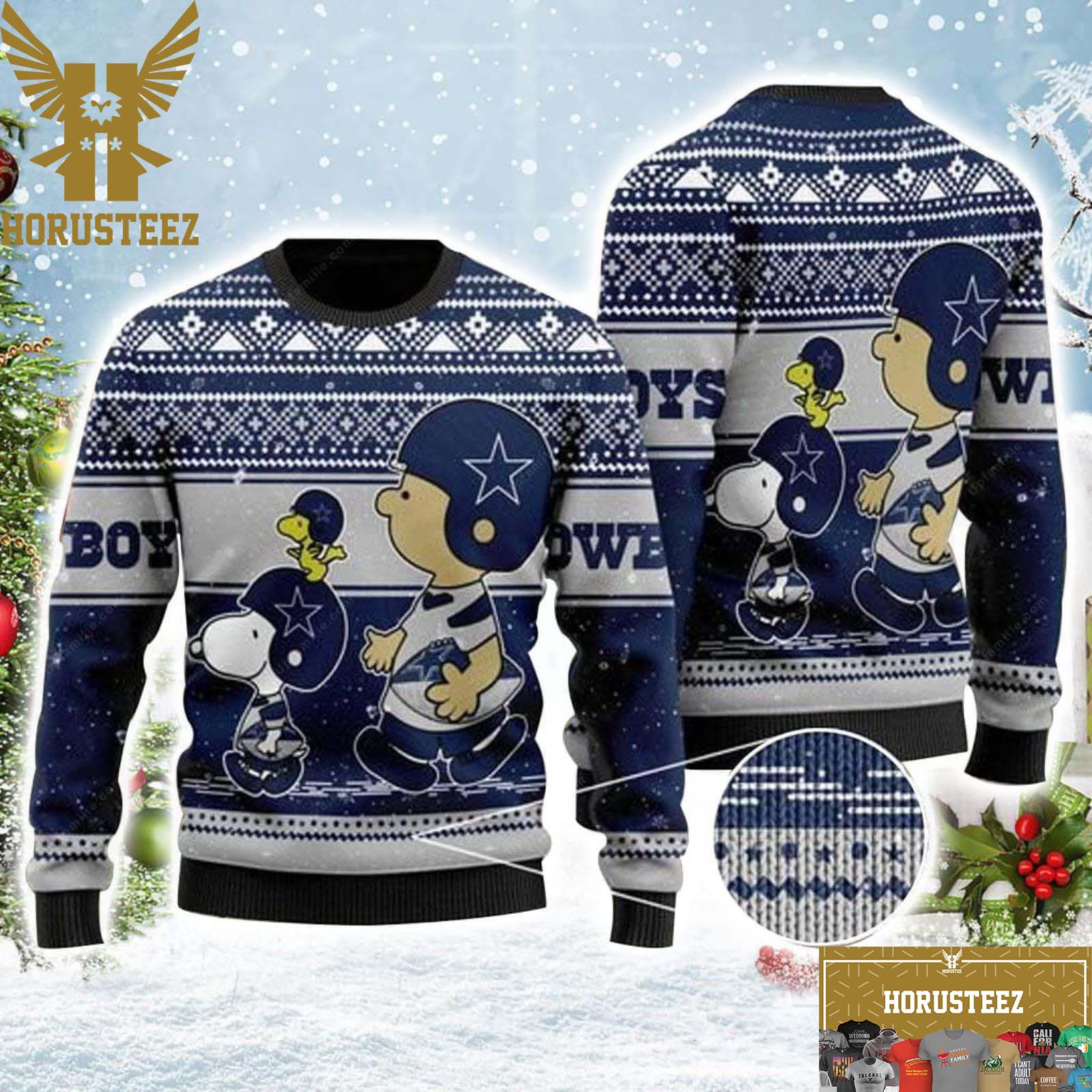 Dallas Cowboys Snoopy Charlie Brown Christmas Ugly Sweater