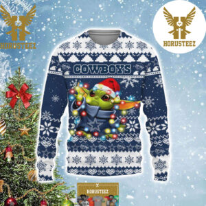 Dallas Cowboys x Baby Yoda Star Wars Christmas Light Gifts For Fan Dallas Cowboys Funny Christmas Ugly Sweater