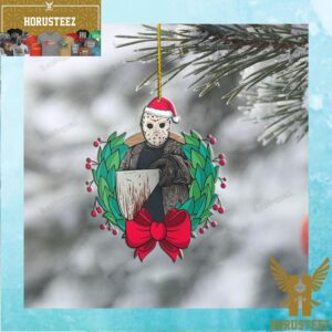 Dangerous Jason Voorhees With Santa Hat Christmas Tree Decorations Ornament