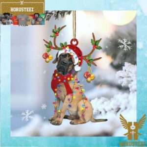 English Mastiff Reindeer Shape Christmas 2 Sides Christmas Tree Decorations Ornament