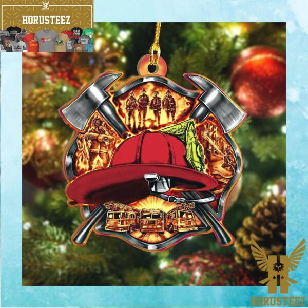 Firefighter Flat Christmas Tree Decorations Ornament