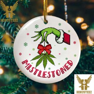 Funny Hand Holding Mistlestoned Grinch Christmas Tree Decorations Ornament