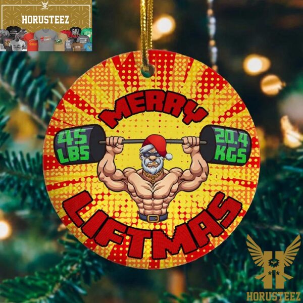 Funny Muscular Santa Lifting Weights Liftmas Christmas Tree Decorations Ornament