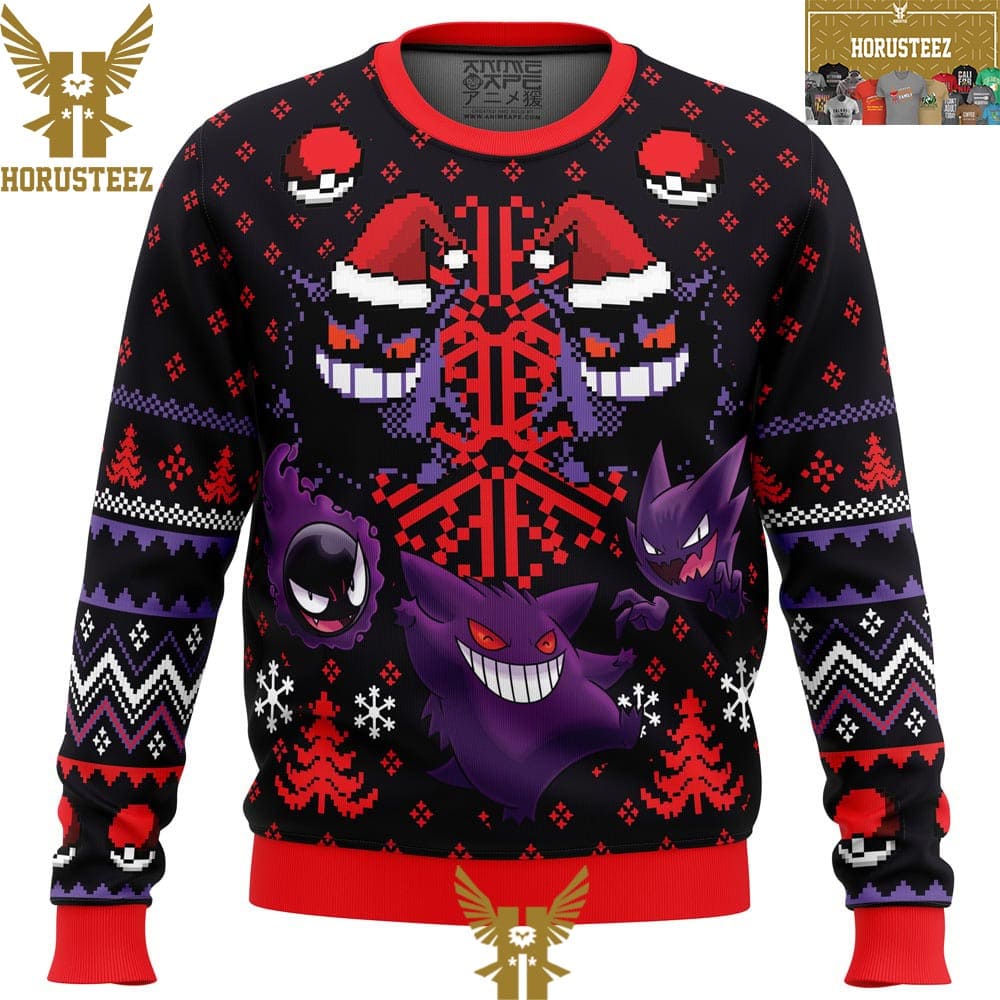Ghosts Gengar Ghastly Pokemon Christmas Holiday Ugly Sweater