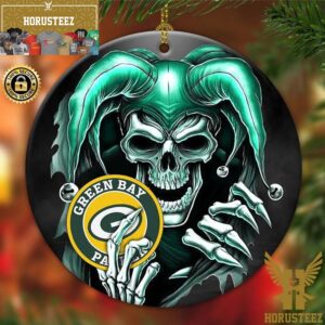 Green Bay Packers NFL Skull Joker Christmas Tree Decorations Ornament