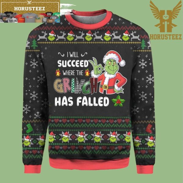 Grinch I Will Succeed Where Best For Xmas Holiday Christmas Ugly Sweater