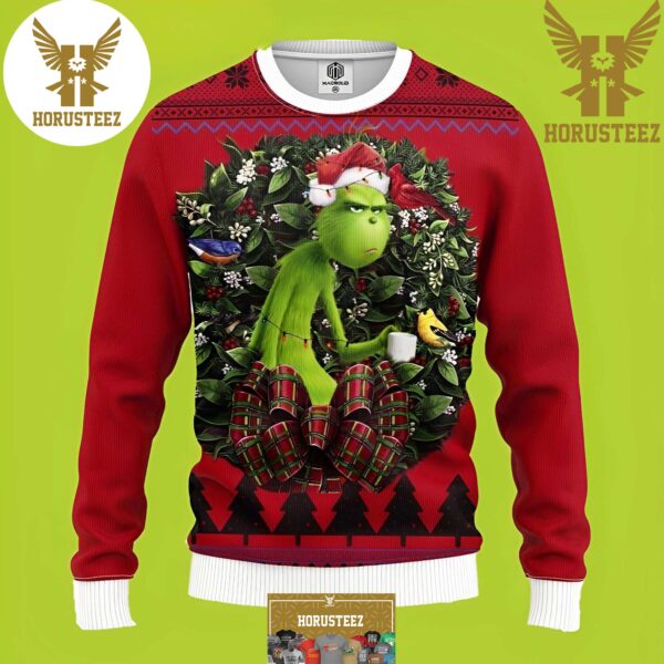 Grinch Sad Face With Cup Noel Best For Xmas Holiday Christmas Ugly Sweater