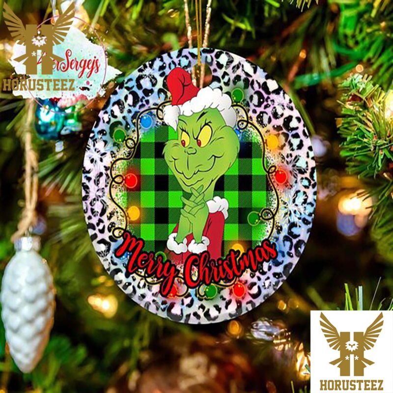 Grinch Santa Buffalo Plaid Lights Christmas Tree Decorations Ornament Horusteez 2825