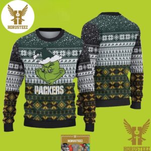 Grinch x Green Bay Packers Gifts For Fans Best For Xmas Holiday Christmas Ugly Sweater