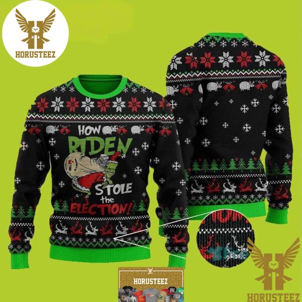 How Riden Grinch Stole The Election Best For Xmas Holiday Christmas Ugly Sweater