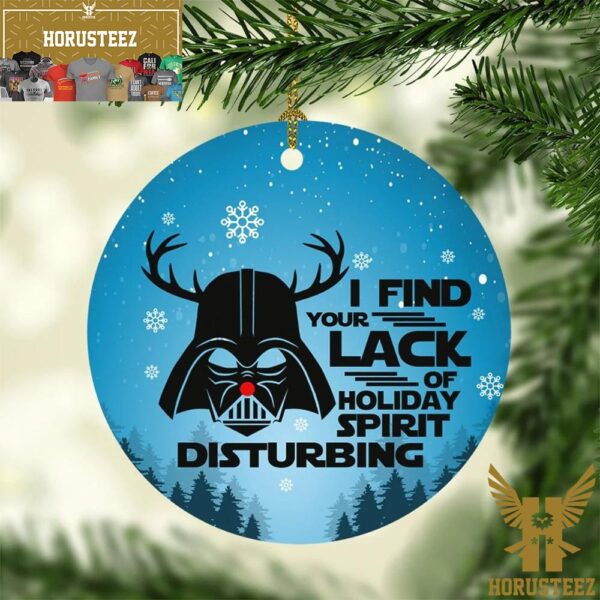 I Find Your Lack Of Holiday Spirit Disturbing Funny Darth Vader Reindeer Merry Christmas 2023 Christmas Tree Decorations Ornament