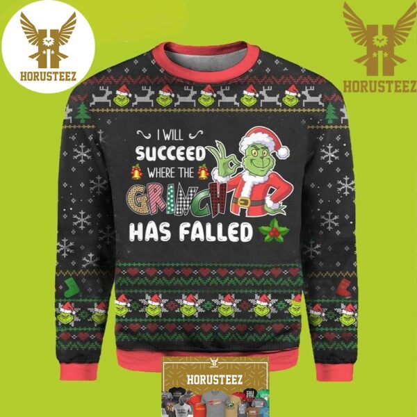 I Will Succeed Where The Grinch Has Falled Best For Xmas Holiday Christmas Ugly Sweater