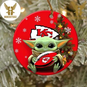 Kansas City Chiefs Baby Yoda NFL Football 2023 Decorations Christmas Ornament