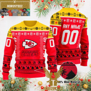 Kansas City Chiefs Custom Name Number Red Christmas Ugly Sweater