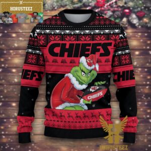 Kansas City Chiefs Grinch Stolen Black Christmas Ugly Sweater