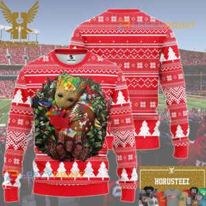 Kansas City Chiefs Groot Hug Christmas NFL Christmas Ugly Sweater