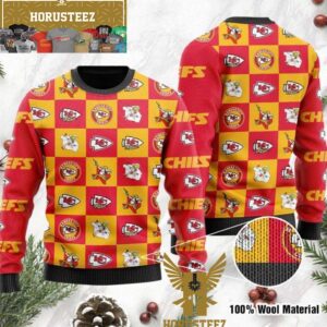 Kansas City Chiefs Logo Checkered Flannel Ugly Christmas Ugly Sweater