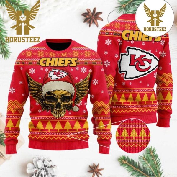 Kansas City Chiefs Wing Skull Wool Christmas Ugly Sweater