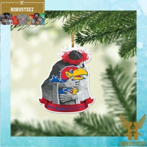 Kansas Jayhawks NCAA Jesus Christ Hug Christmas Tree Decorations Ornament