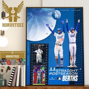 Los Angeles Dodgers 11 Straight Postseason In MLB Home Decor Poster Canvas