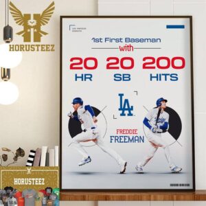 Los Angeles Dodgers Freddie Freeman Is The First 1st Baseman In AL And NL History Home Decor Poster Canvas