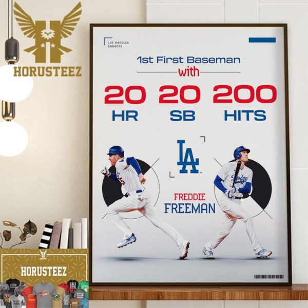 Los Angeles Dodgers Freddie Freeman Is The First 1st Baseman In AL And NL History Home Decor Poster Canvas