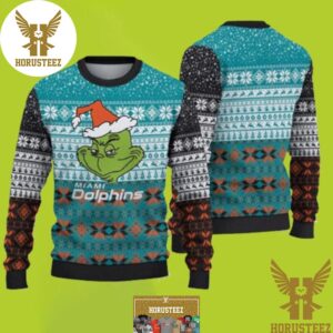 Miami Dolphins x Grinch Gifts For Fans Best For Xmas Holiday Christmas Ugly Sweater