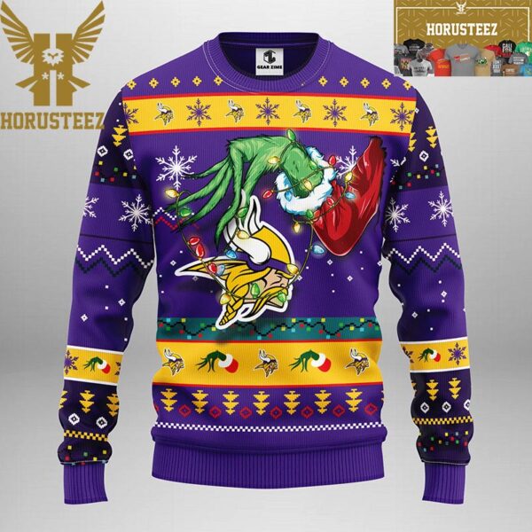 Minnesota Vikings Grinch Hand Stolen NFL Christmas Ugly Sweater