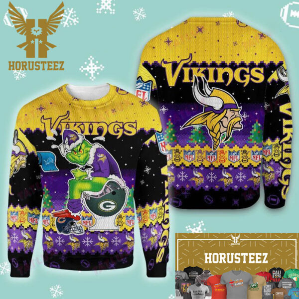 Minnesota Vikings Grinch Toilet Christmas Ugly Sweater