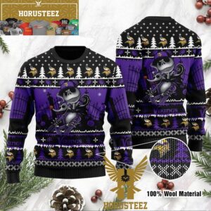 Minnesota Vikings Jack Skellington Halloween Christmas Ugly Sweater