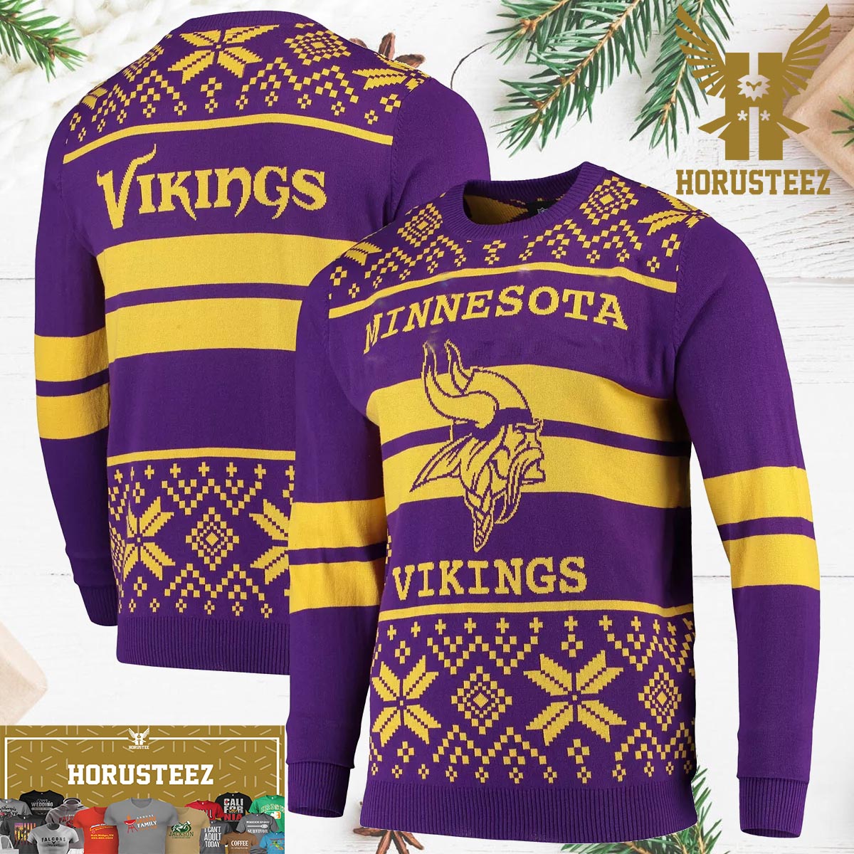 Minnesota Vikings Knitting Pattern Ugly Sweater Gift For True Fan Christmas Ugly Sweater
