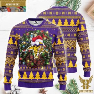 Minnesota Vikings Wreath Christmas Pattern Christmas Ugly Sweater