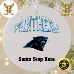 NFL Carolina Panthers Santa Stop Here NFL Football 2023 Decorations Christmas Ornament