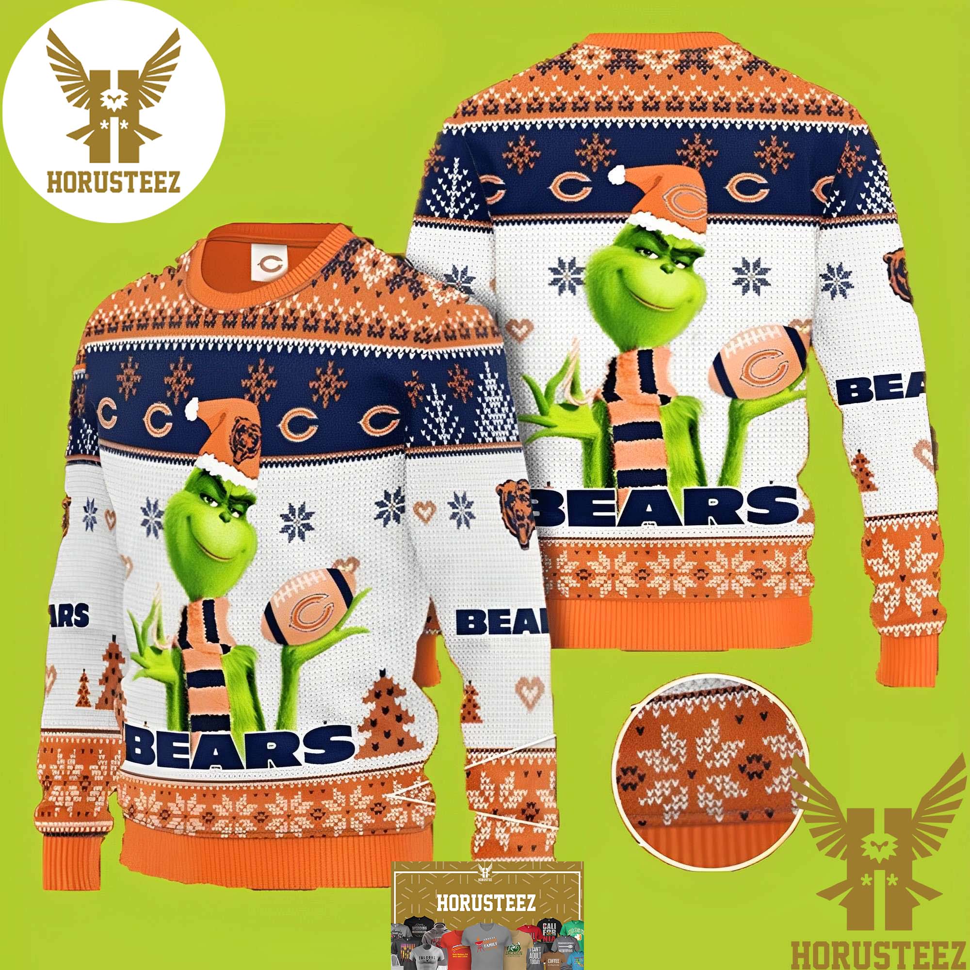 NFL Chicago Bears Grinch Best For Xmas Holiday Christmas Ugly Sweater