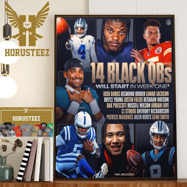NFL History 14 Black Quarterbacks Starting In NFL Week 1 Home Decor Poster Canvas
