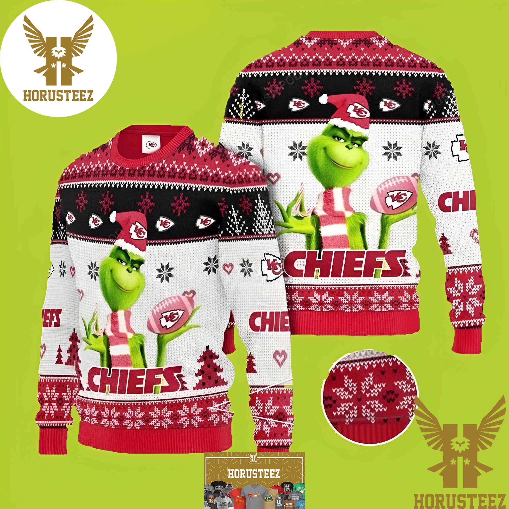 NFL Kansas City Chiefs Football Team Grinch Best For Xmas Holiday Christmas Ugly Sweater