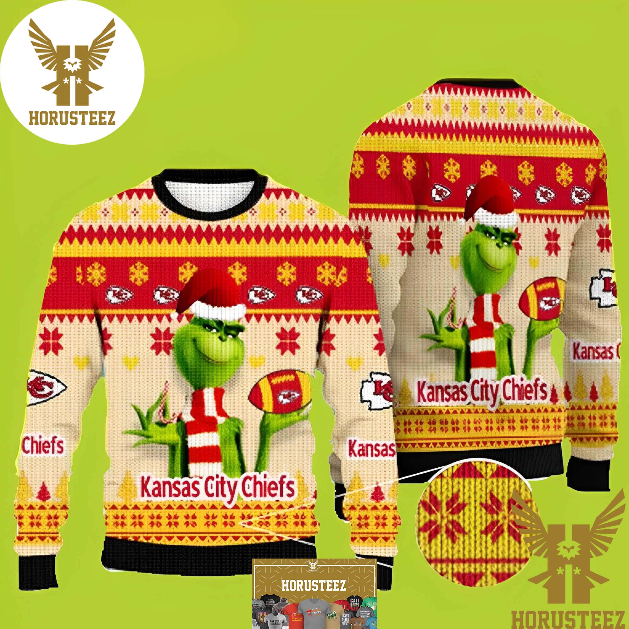 NFL Kansas City Chiefs Grinch Best For Xmas Holiday Christmas Ugly Sweater
