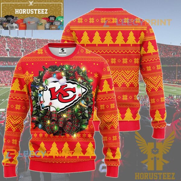 NFL Kansas City Chiefs Wreath Christmas Ugly Sweater