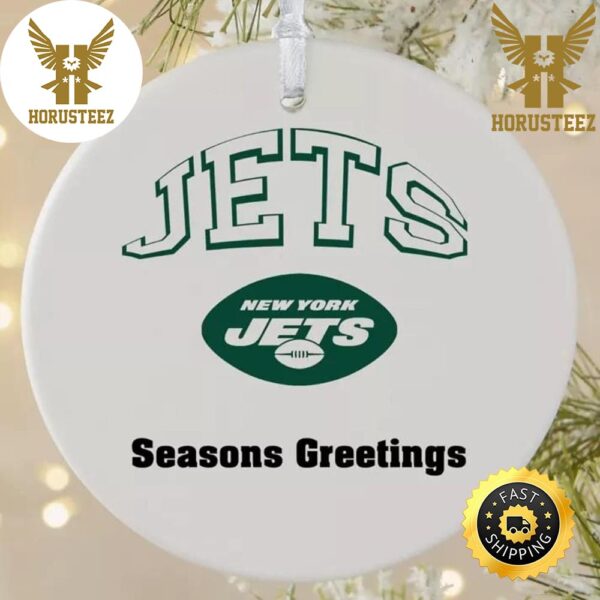 NFL New York Jets Seasons Greetings NFL Football 2023 Decorations Christmas Ornament