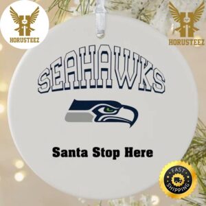 NFL Seattle Seahawks Santa Stop Here NFL Football 2023 Decorations Christmas Ornament