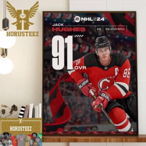 New Jersey Devils Jack Hughes Rating At EA Sports NHL 24 Home Decor Poster Canvas