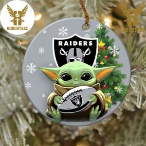 Oakland Raiders Baby Yoda NFL Football Ornaments 2023 Decorations Christmas Ornament