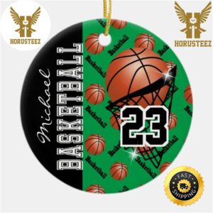 Personalize Green Basketball Ceramic NBA Christmas 2023 Decorations Christmas Ornament